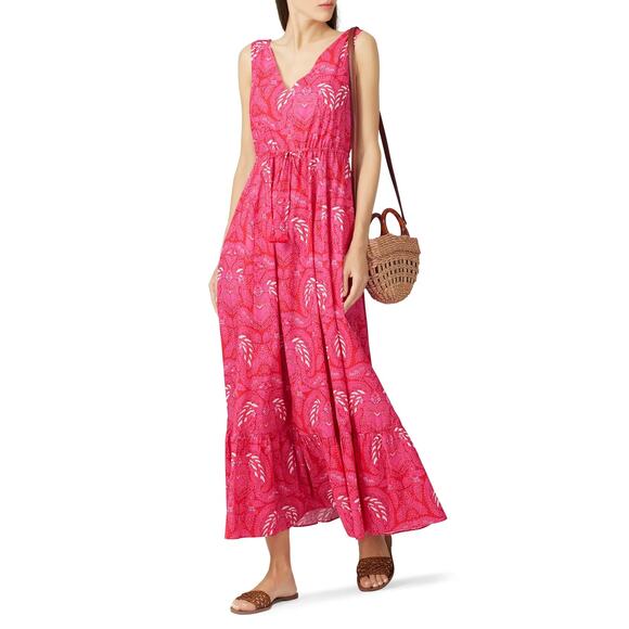Figue Indira V-Neck Sleeveless Maxi Dress Pink - Picture 1 of 11
